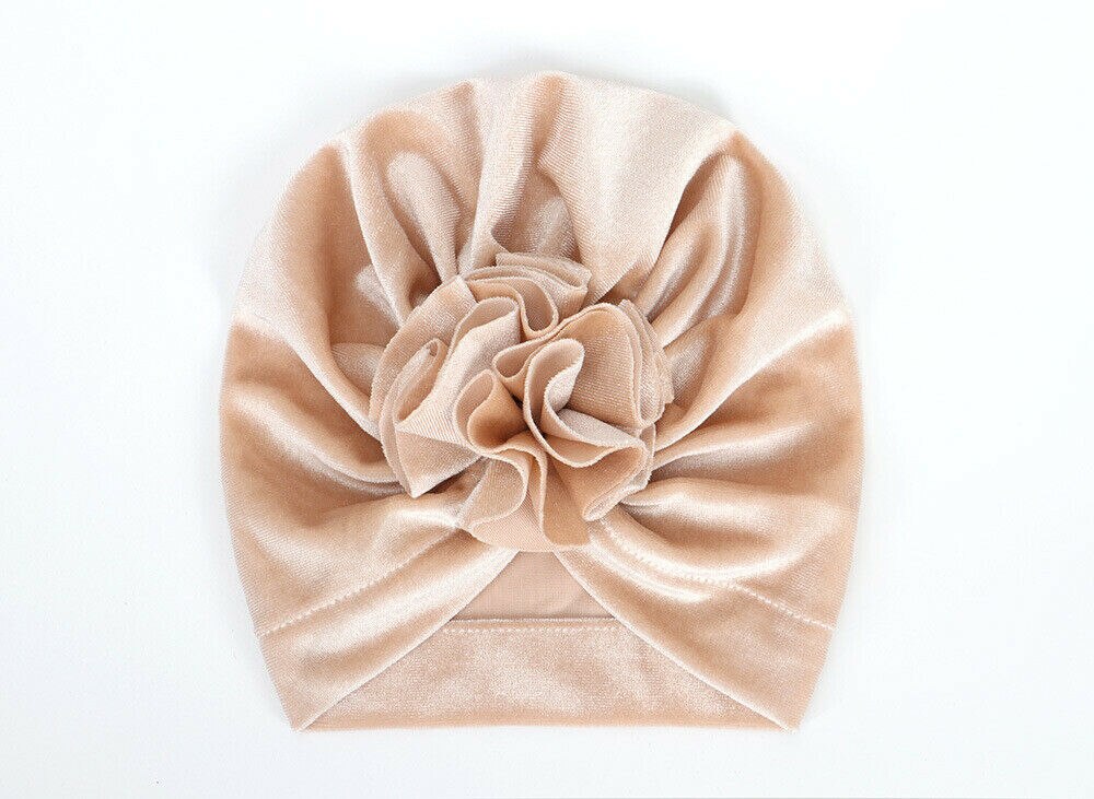18 farben Kleinkind Baby Mädchen Jungen Hüte Turban Blume Kopf wickeln Kleinkind Mütze Hütte Warme Kappe Stirnband: Beige