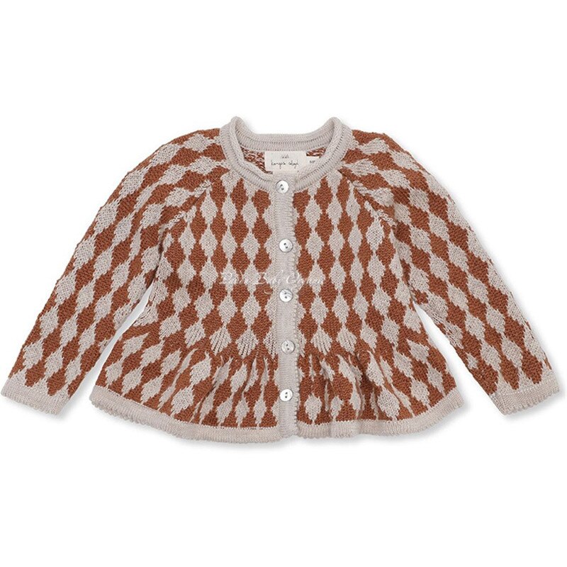 Enkelibb 20% Wol Peuter Meisje Gebreide Truien Diamant Knop Tops Konges Kids Meisjes Winter Rood Geel Trui Met Ruche Zoom