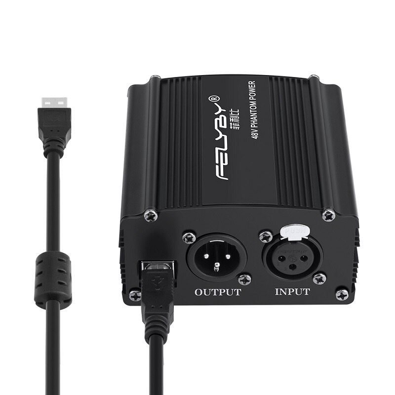 ! 48V Phantom Power + USB Power Cable + XLR-XLR Cables for any condenser microphone for better microphone sound .