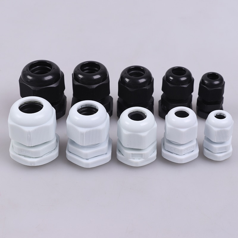 5 kpl vedenpitävä läpivientiholkki kaapelin läpivienti  ip68 pg7- pg16 nylon muoviliitin 3-6.5mm nailon muoviliitin