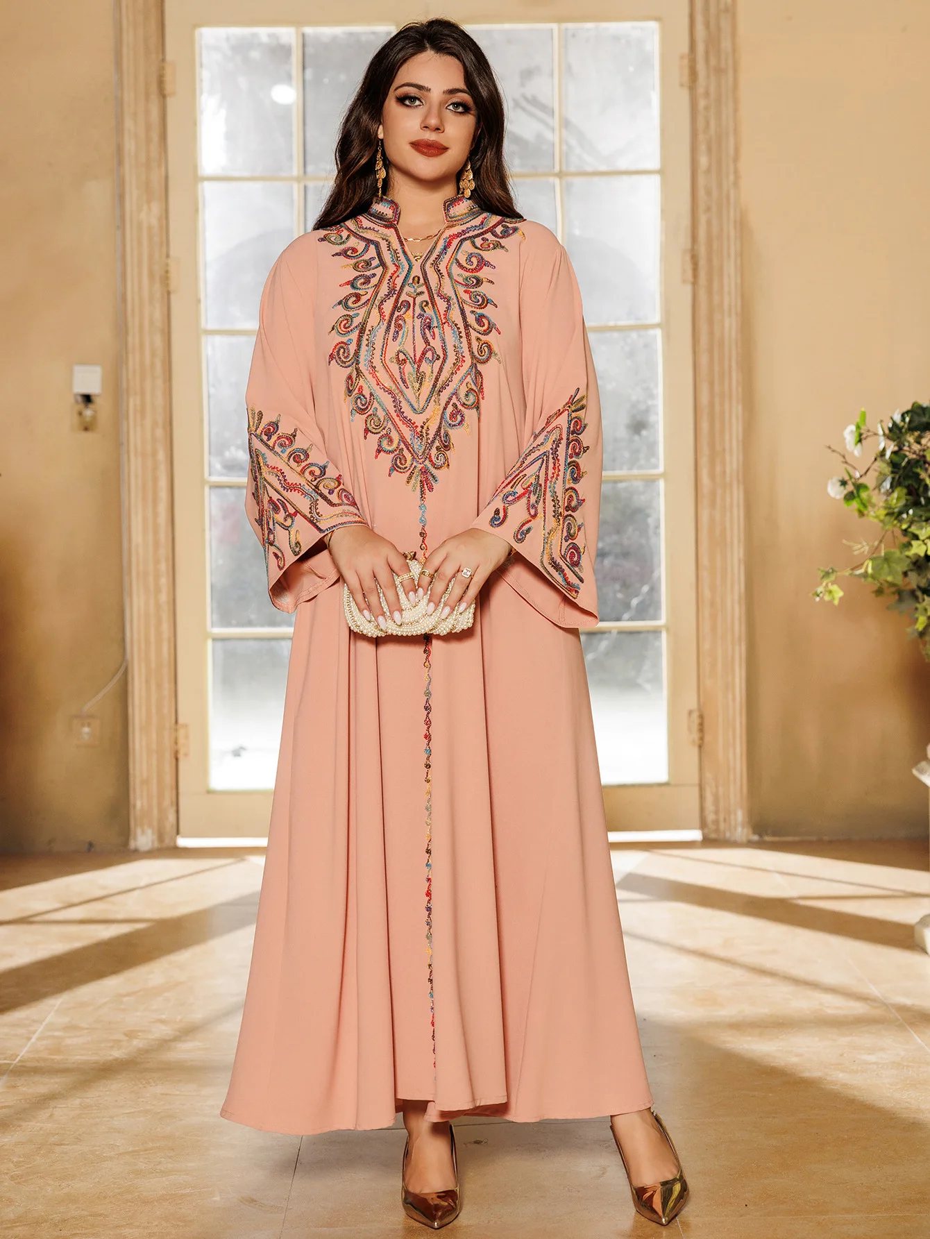 Ramadan Abaya für Frauen Muslimischen Stickerei Kleid Dubai Kaftan Türkei Arabischen Kleid Eid Djellaba Kaftan Marocain Frauen Jalabiya Kebaya