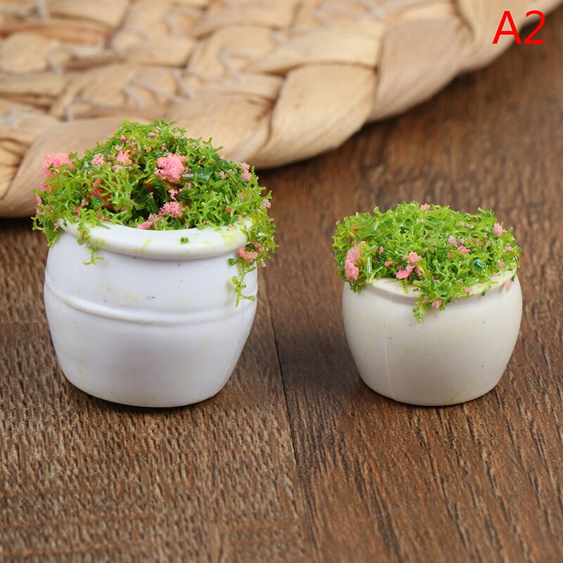 2 stücke Puppenhaus Möbel 1:12 Zubehör Mini Grüne Pflanze Bonsai Blumentöpfe Möbel Spielzeug für Baby Kinder: Black
