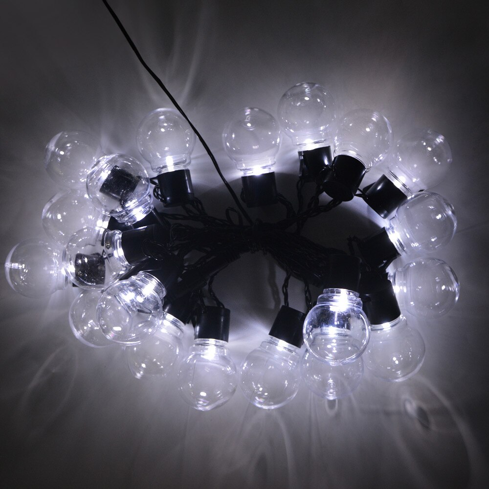 2.5m /5m keiju häänauha valo joulu led globe festoon polttimo led keiju merkkijono valo ulkojuhla puutarhaseppele: Valkoinen kirkas / 5m 20