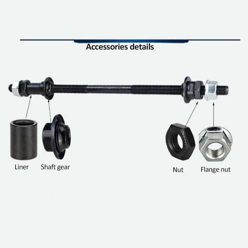 Bicycle Wheel Hub Extended Rear 240mm Axle Rear Steel Solid Spindle Shaft For Mountain Bike Snowmobile Bicycle Accessories