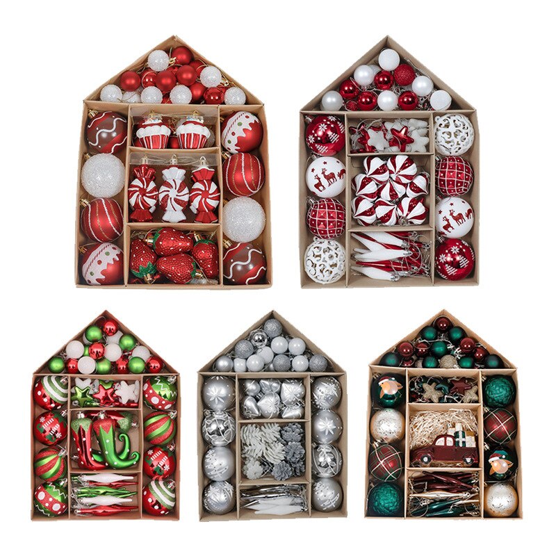 Christmas ball red and white bag set 70 Christmas tree ornaments