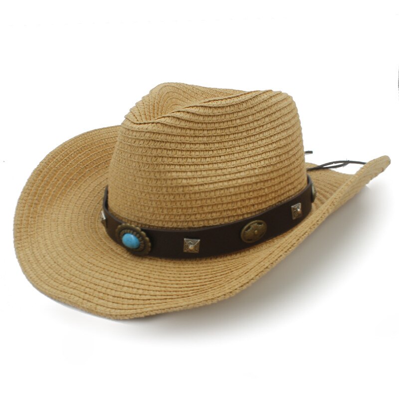 Men Straw Western Cowboy Hat Roll Up Brim Gentleman Sombrero Hombre Jazz Hat
