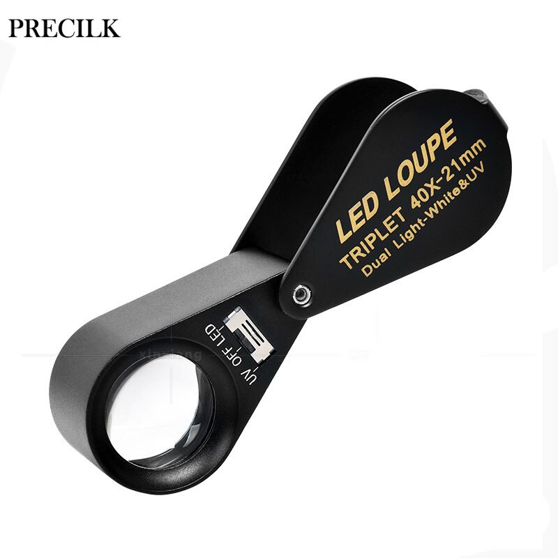 10X 20X 30X 40X Metalen Led Vouw Handheld Vergrootglas Loupe Reparatie Vergrootglas Antieke Edelsteen Jade Diamant Ring Waardering
