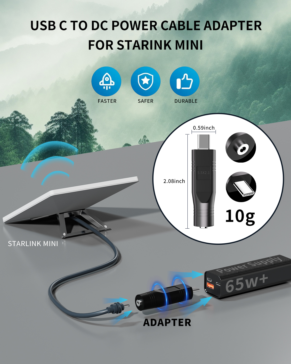 Starlink Mini-Zubehör, Ethernet-Adapter, Starlink-Minikabel, Starlink Mini-USB C Starlink Mini-DC-Stromkabel auf USB-C