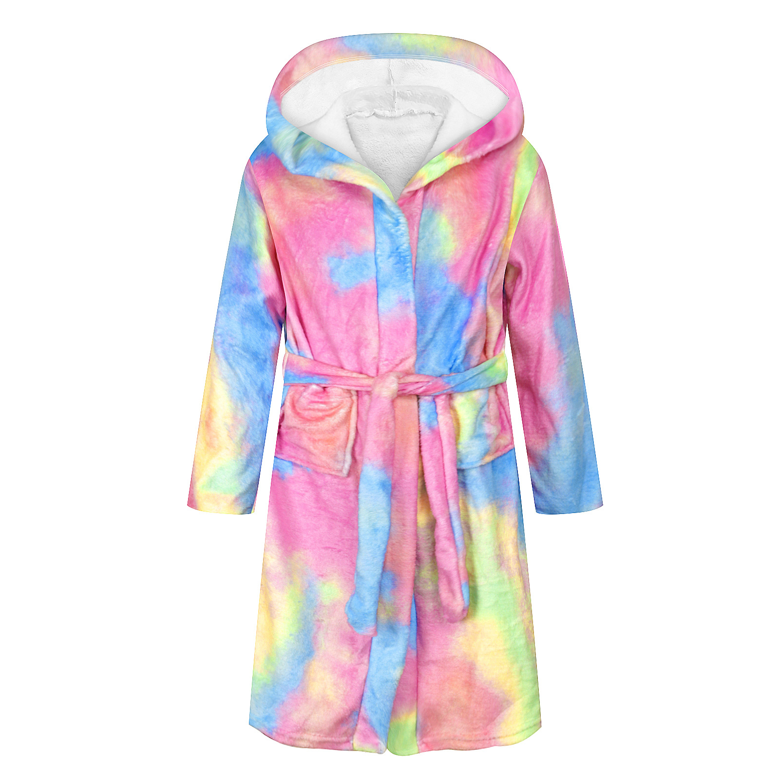 Kid Bath Robe Mermaid 3D Printed Children&#39;s Homewear Warm Nightgown Double-sided Flannel Soft Bathrobe Hooded Child: MULTI / 12T