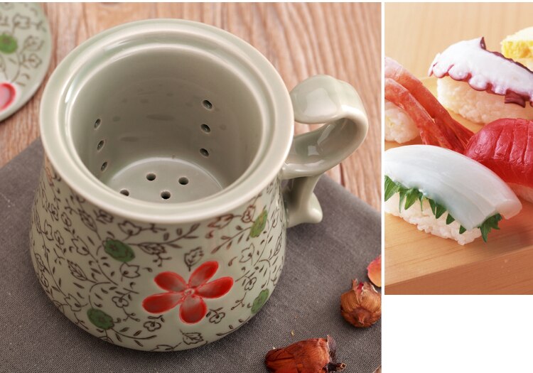 Chip te kop håndmalet retro porcelæn personlig kop med låg med filtreret te lækager te kontor kopper
