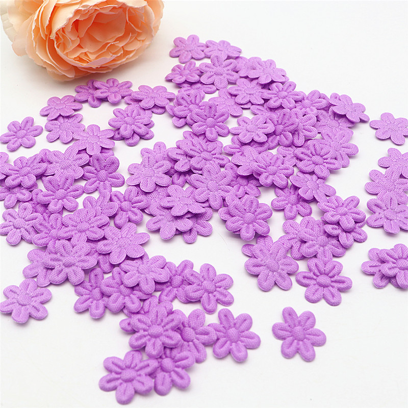 Tela de 2cm con cinco pétalos de flores en relieve, accesorios de tela de joyería DIY, Material de pegatinas de tela: Transparente