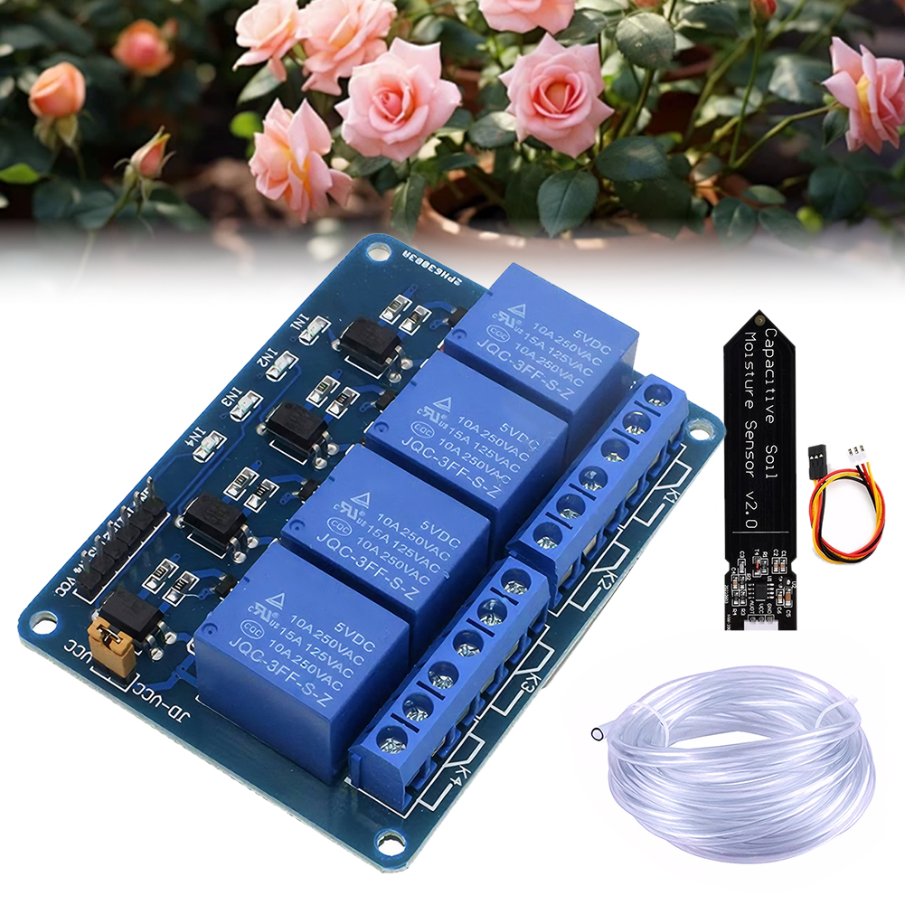 DIY Drip Irrigation System Self Watering DIY Kit 1 Channel 5V Relay Module Automatic Watering Device Water Pump 4M Vinyl Tubing