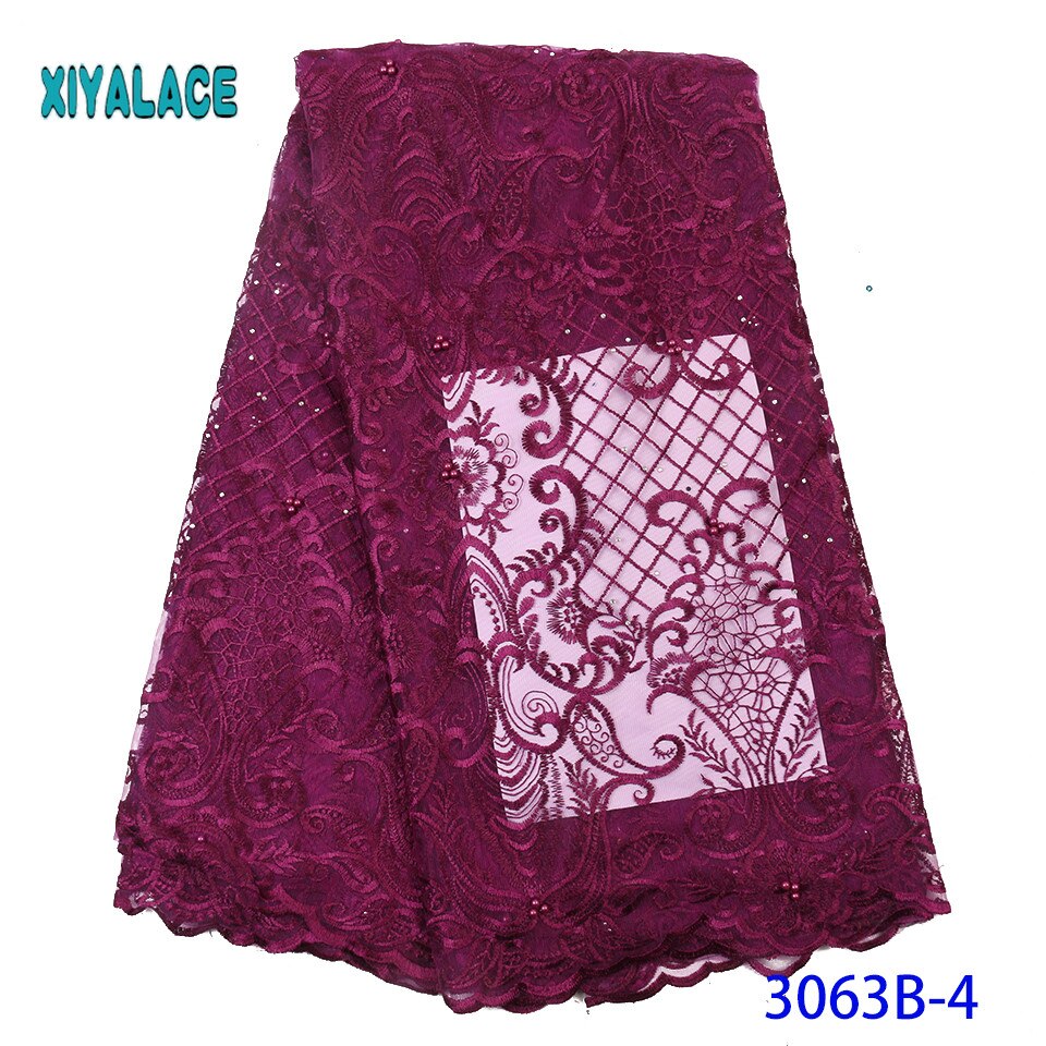 Embroidered Nigerian Lace Fabric Cotton African Lace Fabric French Lace Fabric Wedding Party Dress YA3063B-1