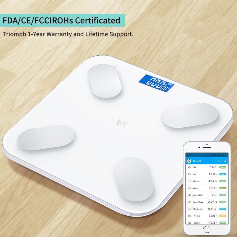 Bathroom Bluetooth Scale Smart Electronic Body Fat Scale Floor Weighting Scale LED Dispaly Data Connected Mobile Phone Analyzer