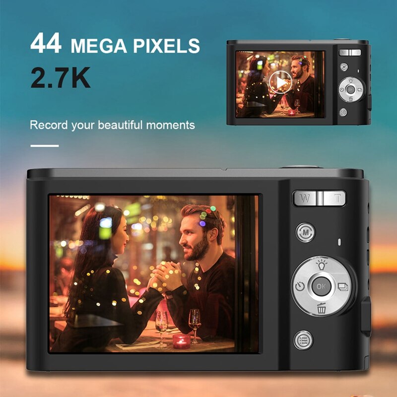 Digital Kamera 2,7 K HD 44MP Vlogging Kamera mit 16X Digital Zoomen, kompakte Tasche Kamera mit Füllen Licht für freundlicher Jugendliche