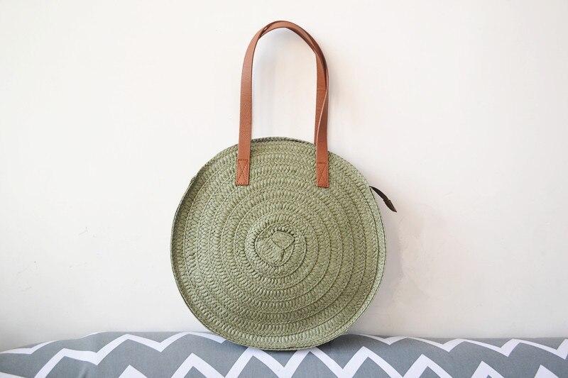 Vintage Braided Straw Bag Single Shoulder Handbagsc Vcation Beach Bags Boho Shoulder Bag: light green