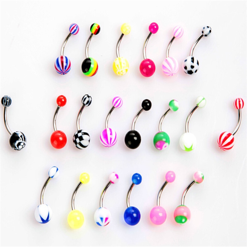 5/10/20Pcs Sexy Women's Mixed Color Belly Button Rings Navel Barbell Lip Piercing Ombligo Body Jewelry