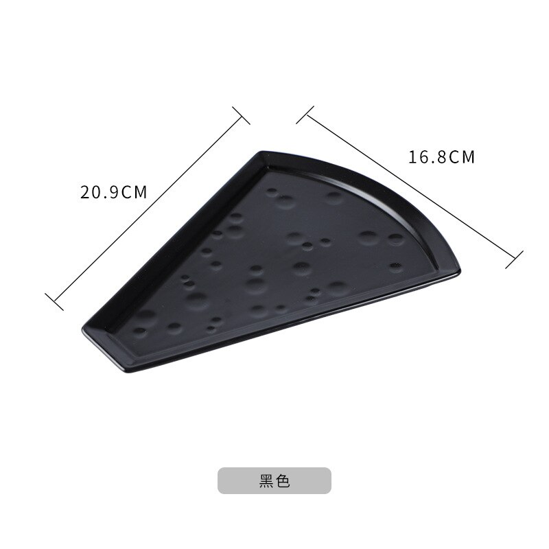 Pizza Shape ceramic grid fruit plate snack plate serving platter small dish tray Home desktop dried fruit snack tray: Black