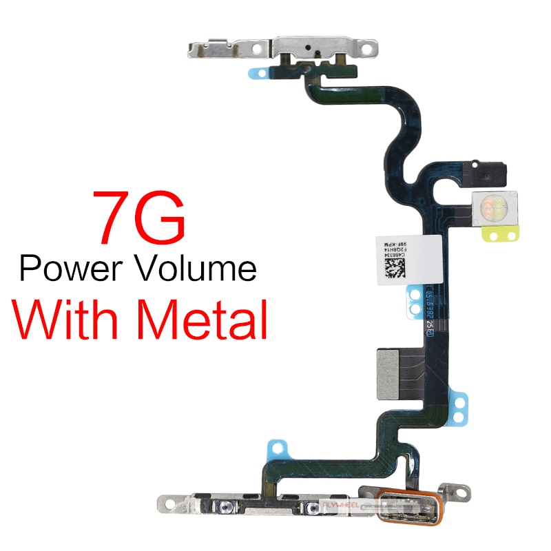 Power On Off Flex For iPhone 5S 6 6S 7 8 Plus X XR Xs Max 11 Pro Volume Up Down Side Button Key Ribbon Flex Cable With Metal
