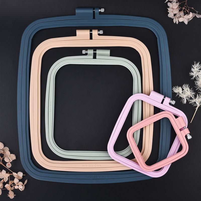 DIY Plastic Square Embroidery Hoop Tool Craft Cross Stitch Chinese Traditional Circle Round Bamboo Frame Wooden Sewing Tools
