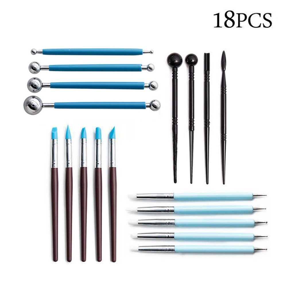 D&amp;D Pottery Clay Sculpting Tools Pottery Carving Tool Kit with Carrying Case Bag for Beginners Professionals Pottery Modeling: 18pcs set