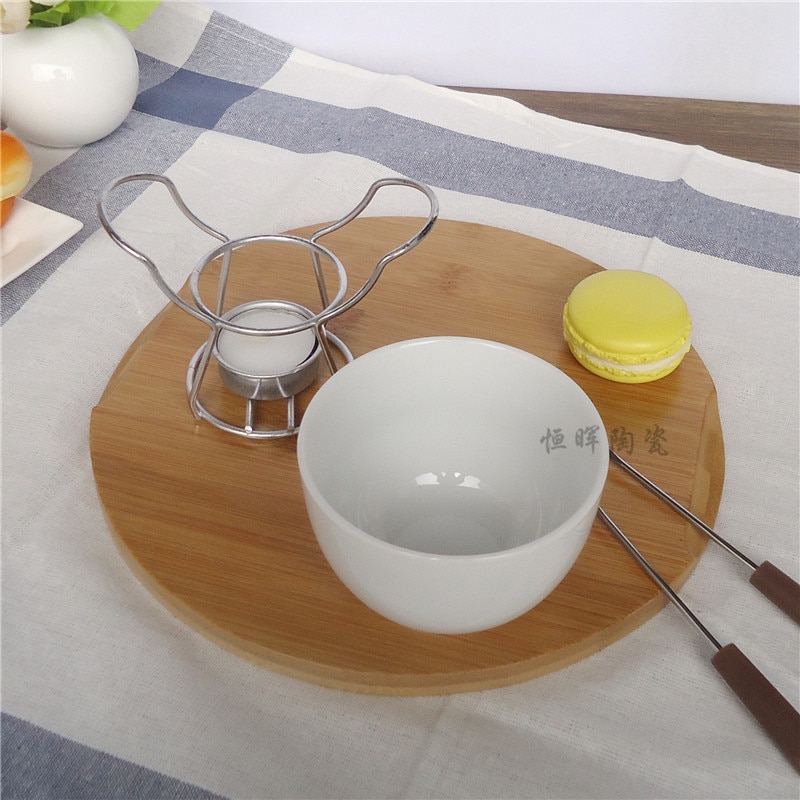 Keramik Fondue-einstellen Käse Messer Wärmer Schokolade Topf Auf eine Metall Stehen Schokolade Fondue Dienstprogramm Für Heimat Kochen werkzeuge