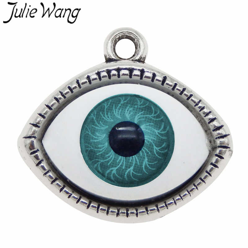 Julie Wang 7PCS Legering Human Evil Eye Charms Plastic Oogbol Multicolor Ketting Hangers Armband Sieraden Maken Accessoire: 54185