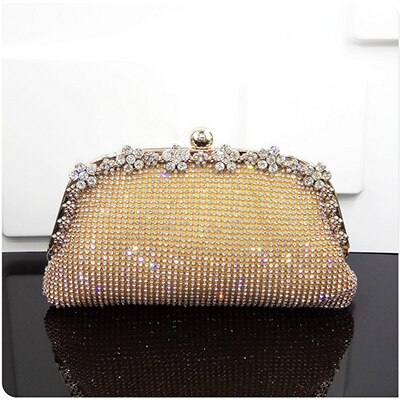 Women Evening Bag Luxury Black/Silver Wedding Party shoulder Bag Diamond Rhinestone Clutches Purse Crystal Bling Gold Clutch Bag: yellow