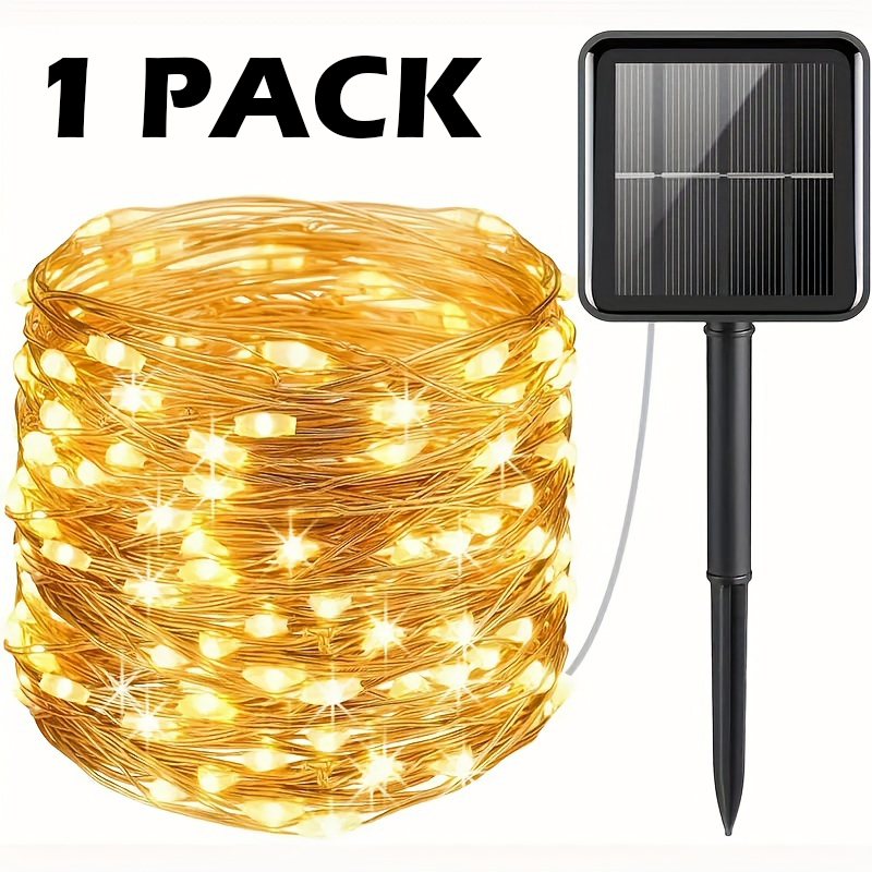 1/2/4pc Solar String Lights Outdoor LED Solar Twinkle Lights Outside Waterproof 8 Modes Fairy Decoration for Garden Yard Wedding: Blue / 100-300W