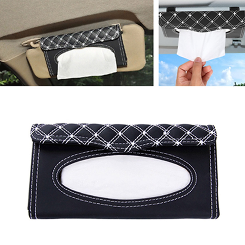 Auto Zonneklep Tissue Box Houder PU Leather Tissue Papier Doos Cover Case Auto Organizer Accessoires