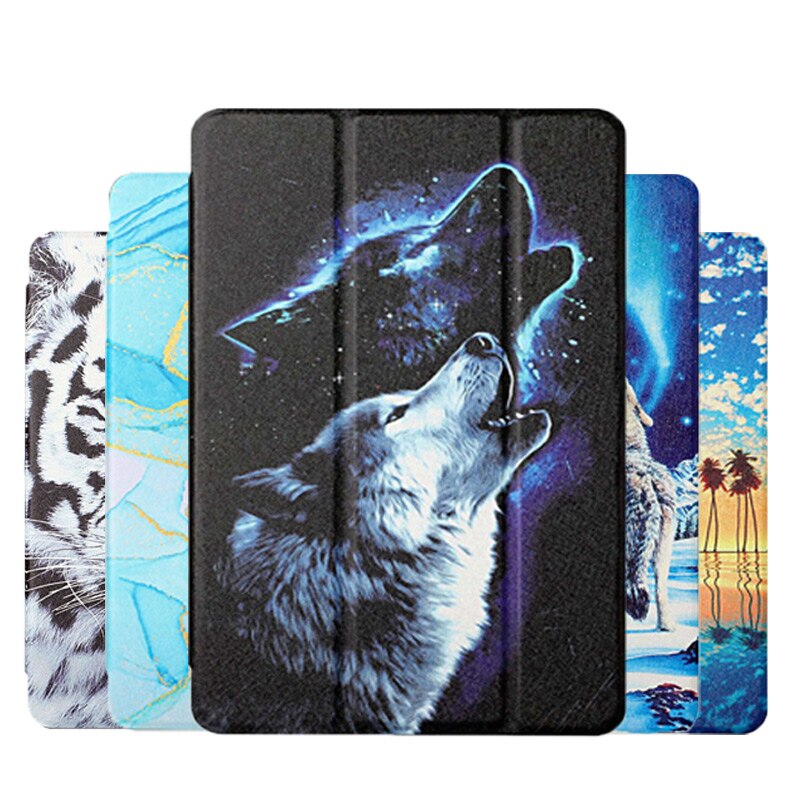 Silk Pattern Tri-Fold Case For Lenovo Tab M8 TB8505F FHD 8705F 8.0 Stand Cover Single Bottom Tablet Case + PenFilm