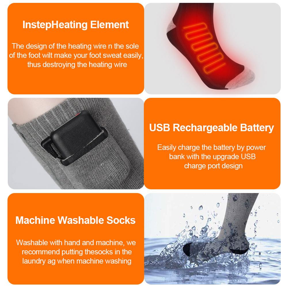 Electric Heated Socks - USB Rechargeable - Adjustable Temperature - Unisex Thermal Winter Socks