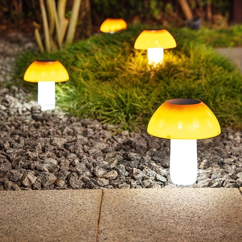 1 stk solcelle svampe pæl lys led udendørs græsplæne lys dekorativ jord stik lampe sol lys til haven gård