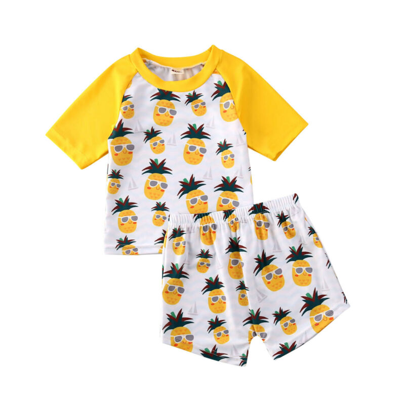 Jungen Bademode Kleinkind Baby Kinder Jungen Tops T-shirt Ananas Druck Shorts Badeanzug Outfits Set Kleidung