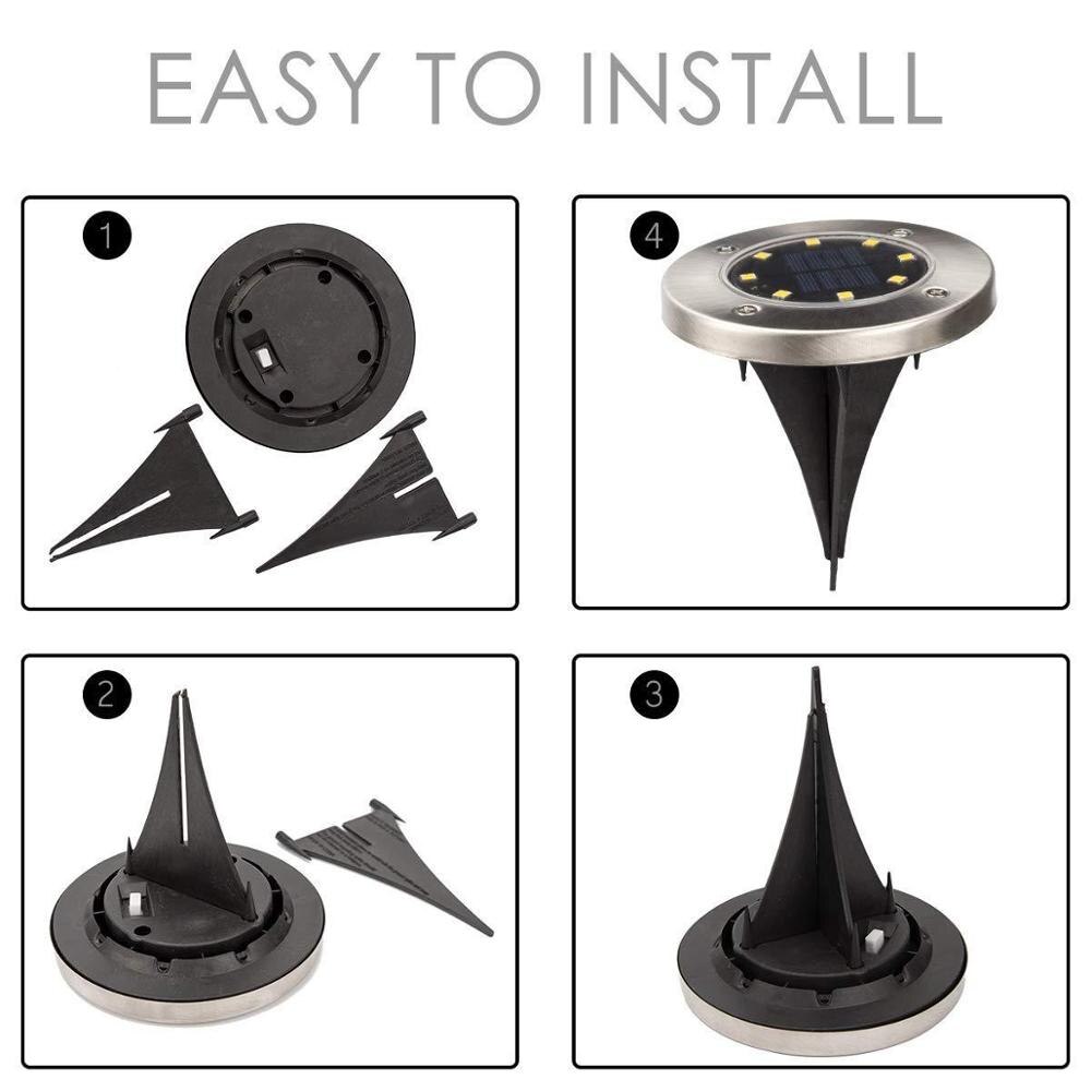 Buried lights Solar Ground Light 8LED Solar Garden Buried Floor Light Outdoor Landscape Lawn Pathway Deck Disk Solar Lights