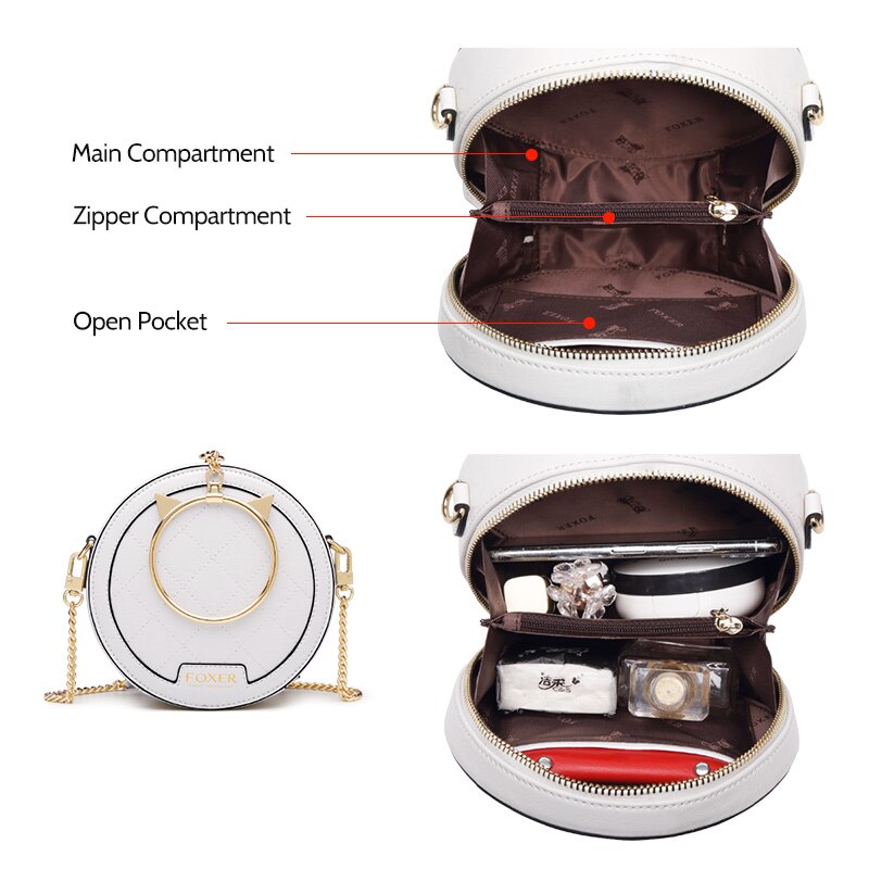 FOXER-sac à bandoulière en croûte de cuir | Sacoche ronde pour dames, défilé de , pochette ronde de fête pour femmes, Mini sac à main
