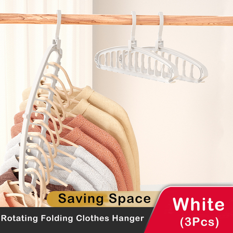 Rotating Folding Clothes Hanger Closet Organizer Multi-port Clothing Drying Rack Foldable Plastic Scarf 11-hole Storage Hangers: DARK GRAY