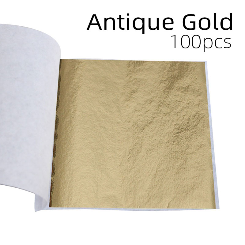100 Stuks Sliver Koperfolie Papier Imitatie Bladgoud Vellen DIY Hand Nagel Ambachten Glanzend Vergulden Decor Art Lijnen Muur veelkleurig: Licht Geel