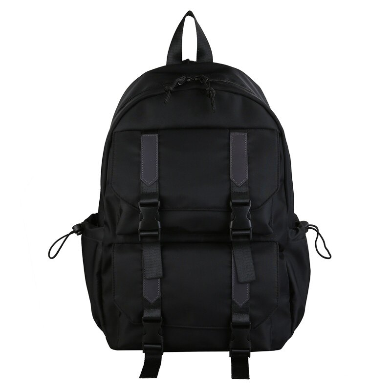 HOCODO Reflective Strip Women Backpack Female Waterproof Nylon Shoulder Bag Multi-Pocket Anti-Theft Backpack Travel Bag: Black