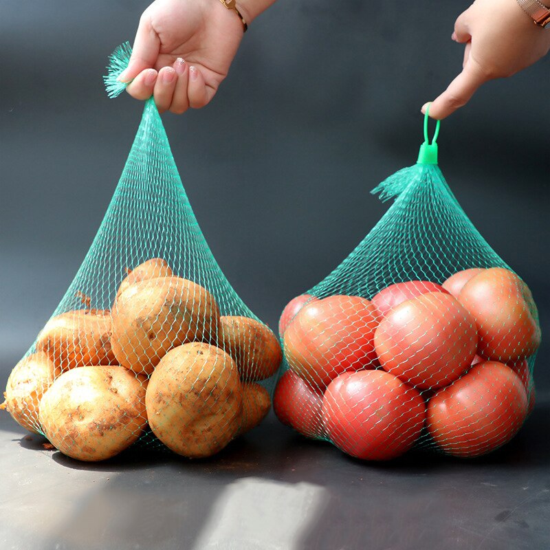 10Pcs Plastic Nylon Mesh Net Bags For Vegetable Fruit Egg Toys Food Storage Packaging Organizer Gardening Growth Mesh Bags