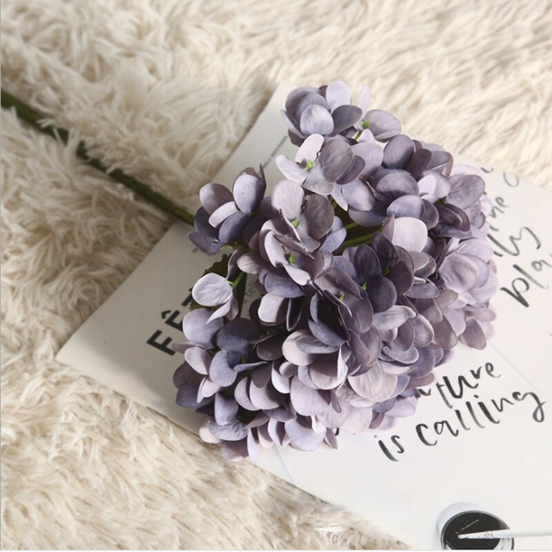 5 kunstige hortensia buketter bryllupsdekorasjon blomster hjem diy innendørs møbler blomsteroppsats fotorekvisita jul: 2