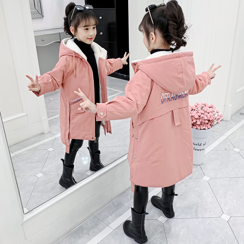 Teens Girls Padded White Jacket Winter Coat Children Kids Outerwear Teenager Warm Parkas Parks for Girls 4 5 6 8 9 10 12 Years