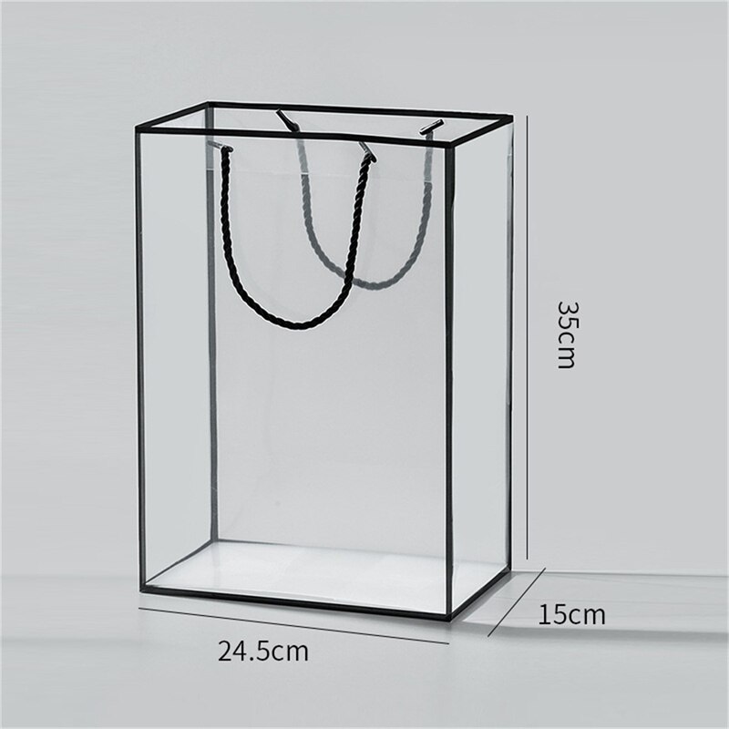 Sac à main fourre-tout Transparent pour fleuriste, emballage de Bouquet de fleurs, sac d&#39;emballage en PVC,: -BK