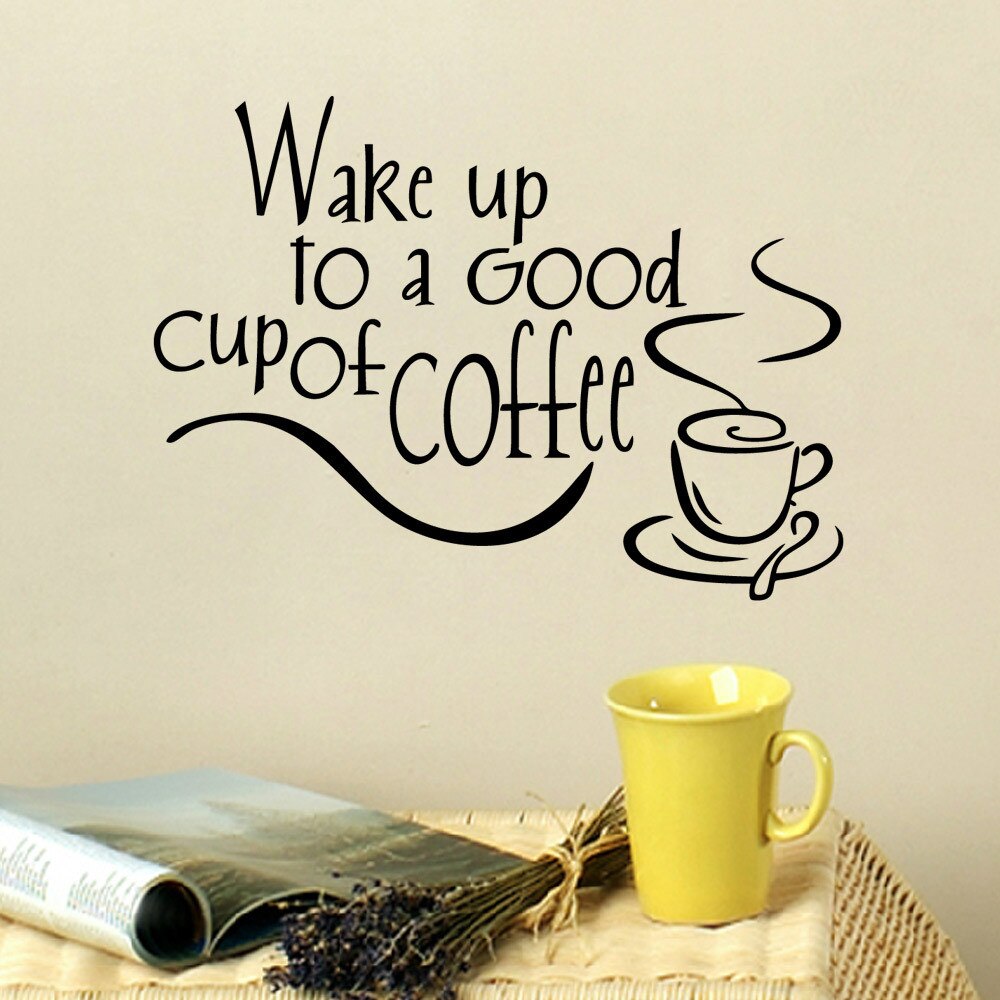 Wall Stickers Coffee Mugs Tea Coffee Beautiful Art Decal Vinyl Kitchen Restaurant Pub Decor