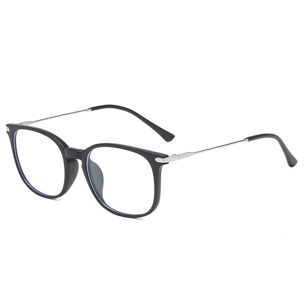 LG8815 Blue Light Blocking Glasses Frame Light Plastic&Metal Eyeglasses Frame Anti Glare Filter Computer Game Reading Eyeglasses: Black Silver