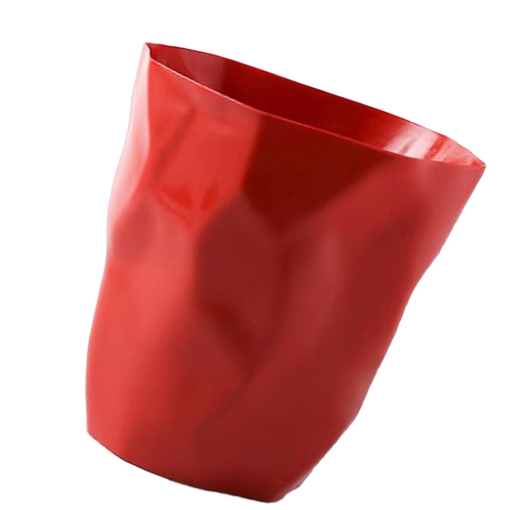 Modern Irregular Trash Can Plastic Wastebasket Dustbin for Home Office Car: Red