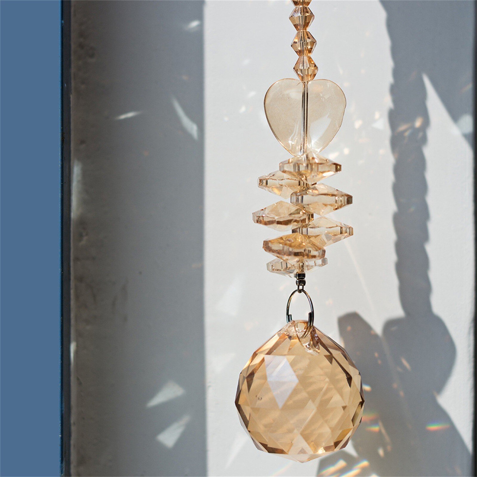 6PC Crystal Hanging Suncatcher Ornaments Window Wall Tree Hanging Pendant Decoration Crystal Rainbow Maker Sun Catcher Decor