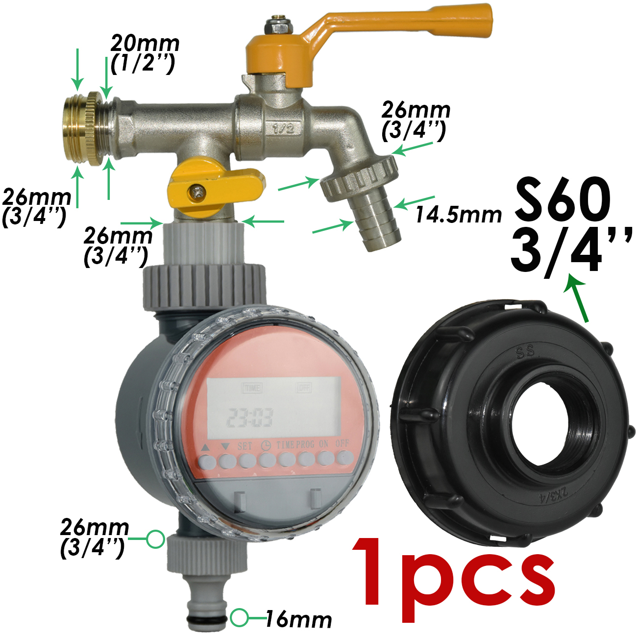 KESLA Automatic Garden Ball Valve Water Timer Watering Controller Drip Irrigation System IBC Tank Tap Faucet Bonsai Greenhouse: Blue