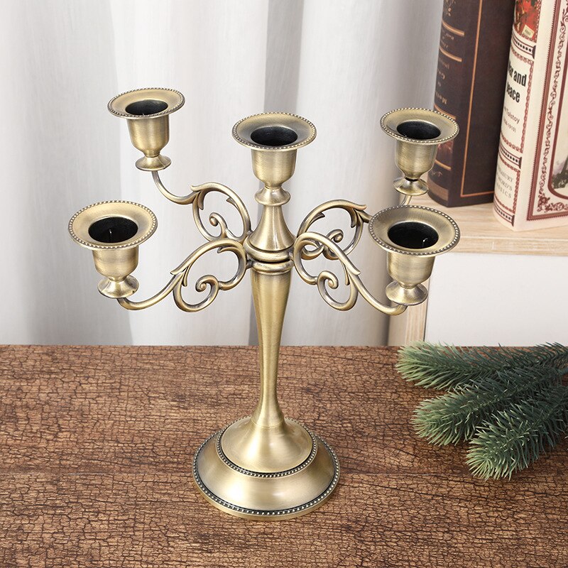 5-Arms Verzilverde Kandelaar 26Cm/10 &#39;&#39;Tall Kaarshouder Voor Taper Kaarsen Voor Formele Event eettafel Decor: Bronze 5-arms