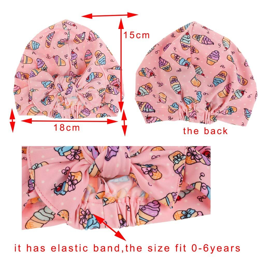 Baby Swim Hat Newborn Sun Hat Turban Beanie Baby Kids Girls Hospital cap Knit Infant Caps Toddler Children Bow Hat For 0-6 Years